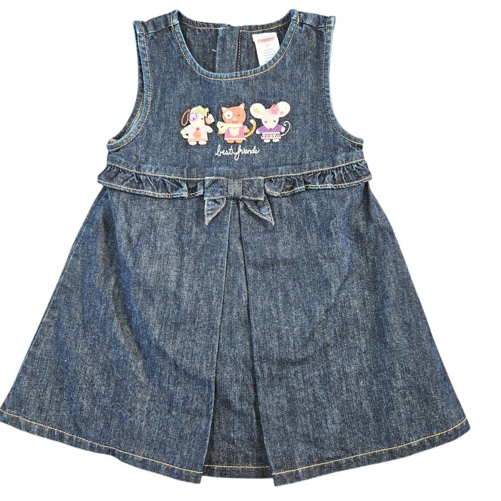 Gymboree Denim Dress Size 3T Blue Best Friends 100% Cotton Jumper Y2K Deadstock